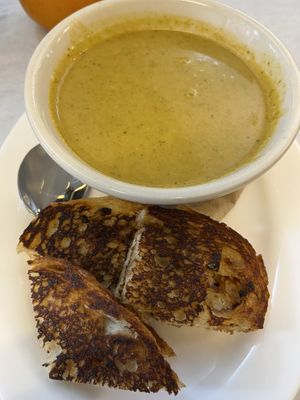 Broccoli Cheddar soup   at The Organic Grill in New York City