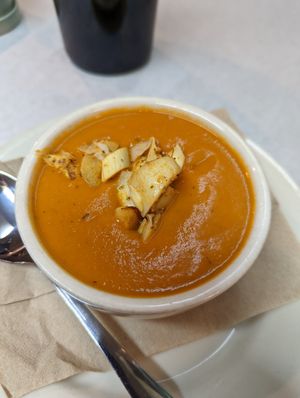 "lobster" bisque at The Organic Grill in New York City