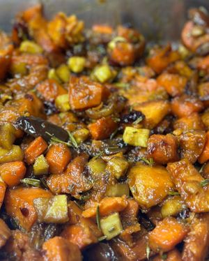 Tsimmes for Hanukkah catering   at The Organic Grill in New York City