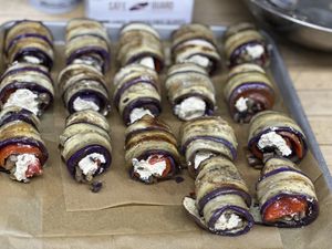 Eggplant Rollatini Preparation   at The Organic Grill in New York City