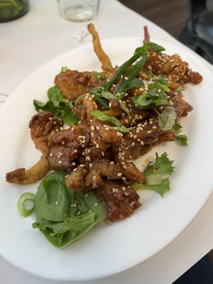 OGIKEN KUNG PAN Fried Oyster Mushrooms. DELICIOUS   at The Organic Grill in New York City