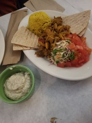 SHAWARMA over RICE PLATTER at The Organic Grill in New York City