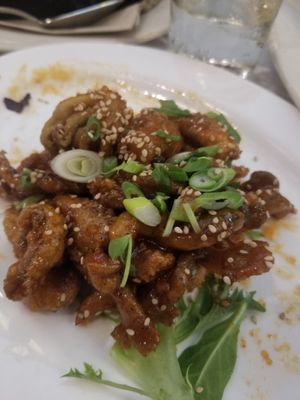 OGicken Tenders in Kung Pao sauce at The Organic Grill in New York City