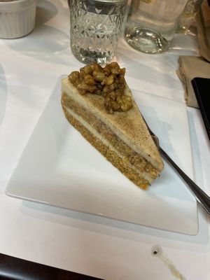 Raw carrot 🥕 cake! Omg delish!!!  at The Organic Grill in New York City