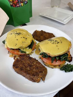 Award winning tofu omlet Florentine   at The Organic Grill in New York City