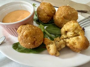 Mac’n’cheese balls  at The Organic Grill in New York City