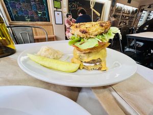 Hash brown burger  at The Organic Grill in New York City