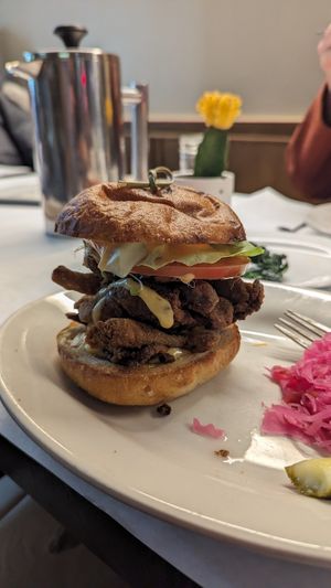 Fried OGicken (oyster mushroom) sandwich at The Organic Grill in New York City