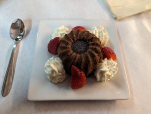 Molton Banana Cake at The Organic Grill in New York City