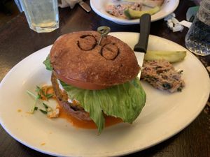 The original OG burger  at The Organic Grill in New York City