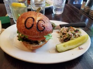 Green machine burger at The Organic Grill in New York City