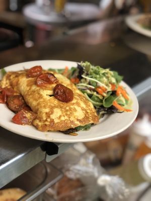 Vegan omelette: the signature dish at the Organic Grill  at The Organic Grill in New York City