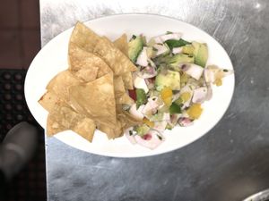 Young Coconut meat  Ceviche  at The Organic Grill in New York City