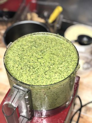 Pesto made  from scratch  at The Organic Grill in New York City