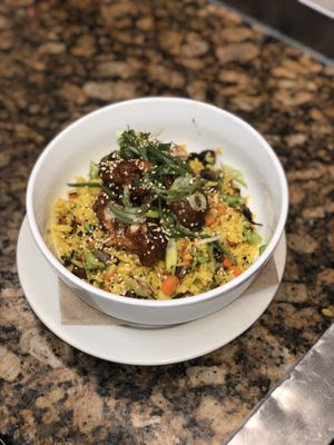 Kung Pao Bowl! One of the most popular bowls of this season !  at The Organic Grill in New York City