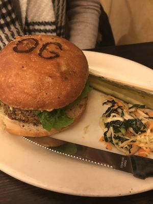 The OG burger is highly rated and delicious  at The Organic Grill in New York City