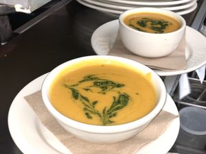 Creamy Squash Soup at The Organic Grill in New York City