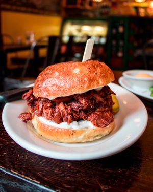 Triple J  sandwich = John Joseph Jackfruit sandwich  at The Organic Grill in New York City