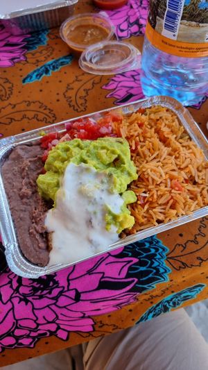 Smoked Vegan Meat Burrito Bowl at Ulu Dos Tres Taco in Zanzibar