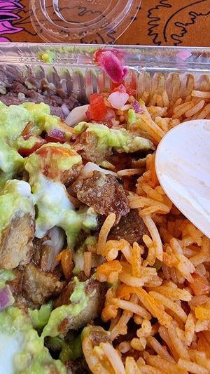 Smoked Vegan Meat Burrito Bowl at Ulu Dos Tres Taco in Zanzibar