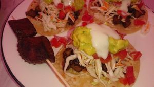 Tacos and mishikaki at Ulu Dos Tres Taco in Zanzibar