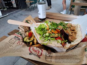 Just look at all those overflowing, tasty veggies! at Impact Berliner Kebap in Paris