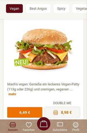 Veganer cheeseburger 6,49€ at Burgerme - Luruper in Hamburg
