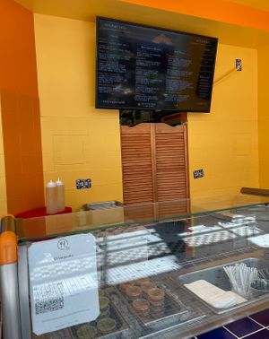 menu and salsas   at El Veganito in La Mesa