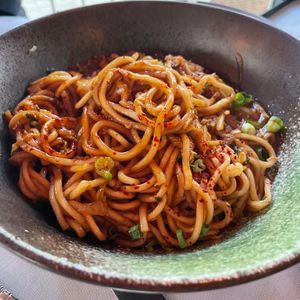 Vegan Dan Dan noodles  at Salt Raw Bar in Plymouth