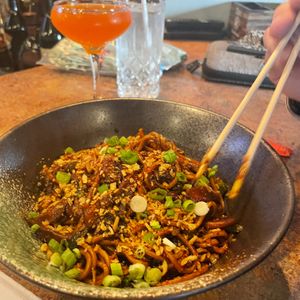 Spicy vegan noodle special  at Salt Raw Bar in Plymouth