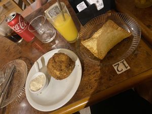 Vegan pastel and vegan coxinha (coxinha is a must!!)  at Bandolim in Rio De Janeiro