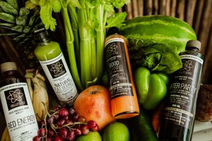 Cold pressed juice  at Elixir Juice & Bowl Bar in Tulum