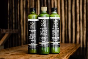 Green juices at Elixir Juice & Bowl Bar in Tulum