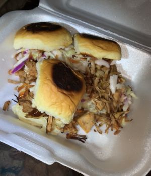 “Pulled Pork” Sliders- amazing!! at San Juan Smokehouse in San Juan
