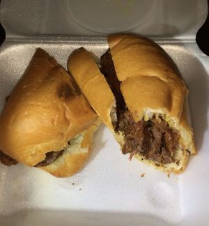 “Cheddar Brisket” sandwich at San Juan Smokehouse in San Juan