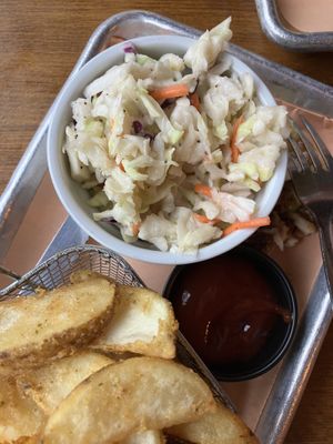 Coleslaw and fries  at San Juan Smokehouse in San Juan