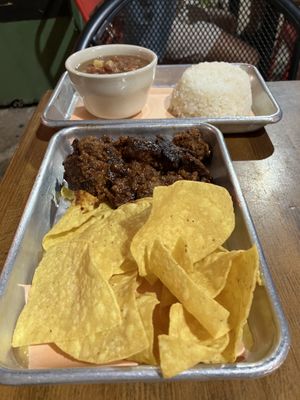 Burnt ends. Beans are amazing    at San Juan Smokehouse in San Juan