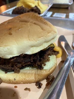 Yummy brisket sandwich    at San Juan Smokehouse in San Juan