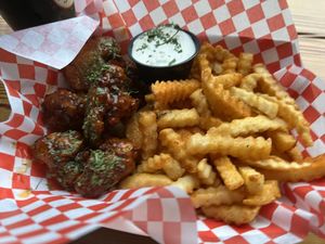 Vegan wings and fries  at The Blok in Oklahoma City