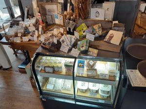 Chilled foods case at register at Cafe Slow in Tokyo