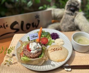 Cafe Slow celebrates its 23rd anniversary in 2024. We celebrated with a special commemorative plate. at Cafe Slow in Tokyo
