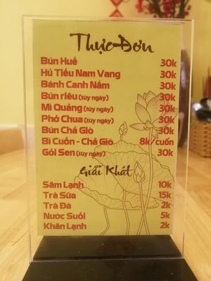 Menu, all soups 30k at Quan Chay 380 in Ho Chi Minh City