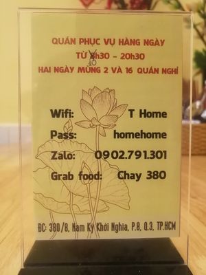 Info card at Quan Chay 380 in Ho Chi Minh City