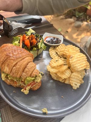 Vegetarian breakfast croissant   at Cafe Corazon in Troncones