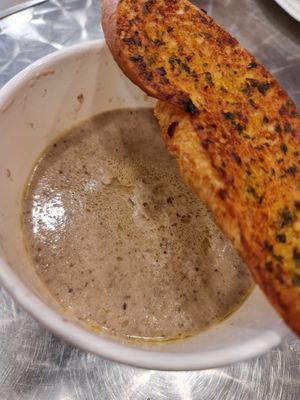 Mushroom soup and garlic bread ~ 11/8/21 at iVegan 爱素 - Thomson Plaza in Central Singapore