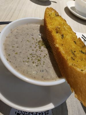 Mushroom soup  🥖 Feb 25 at iVegan 爱素 - Thomson Plaza in Central Singapore