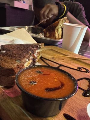 Vegan Grilled cheese and tomato soup. Yum!  at The Grilled Cheese Gallery in St Augustine