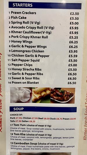 menu  at Angkor Wat in Leek