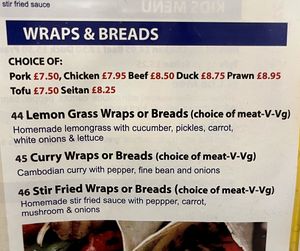 menu  at Angkor Wat in Leek