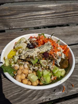 The Santorini with cashew cheese sub at Soul Salad in Aptos